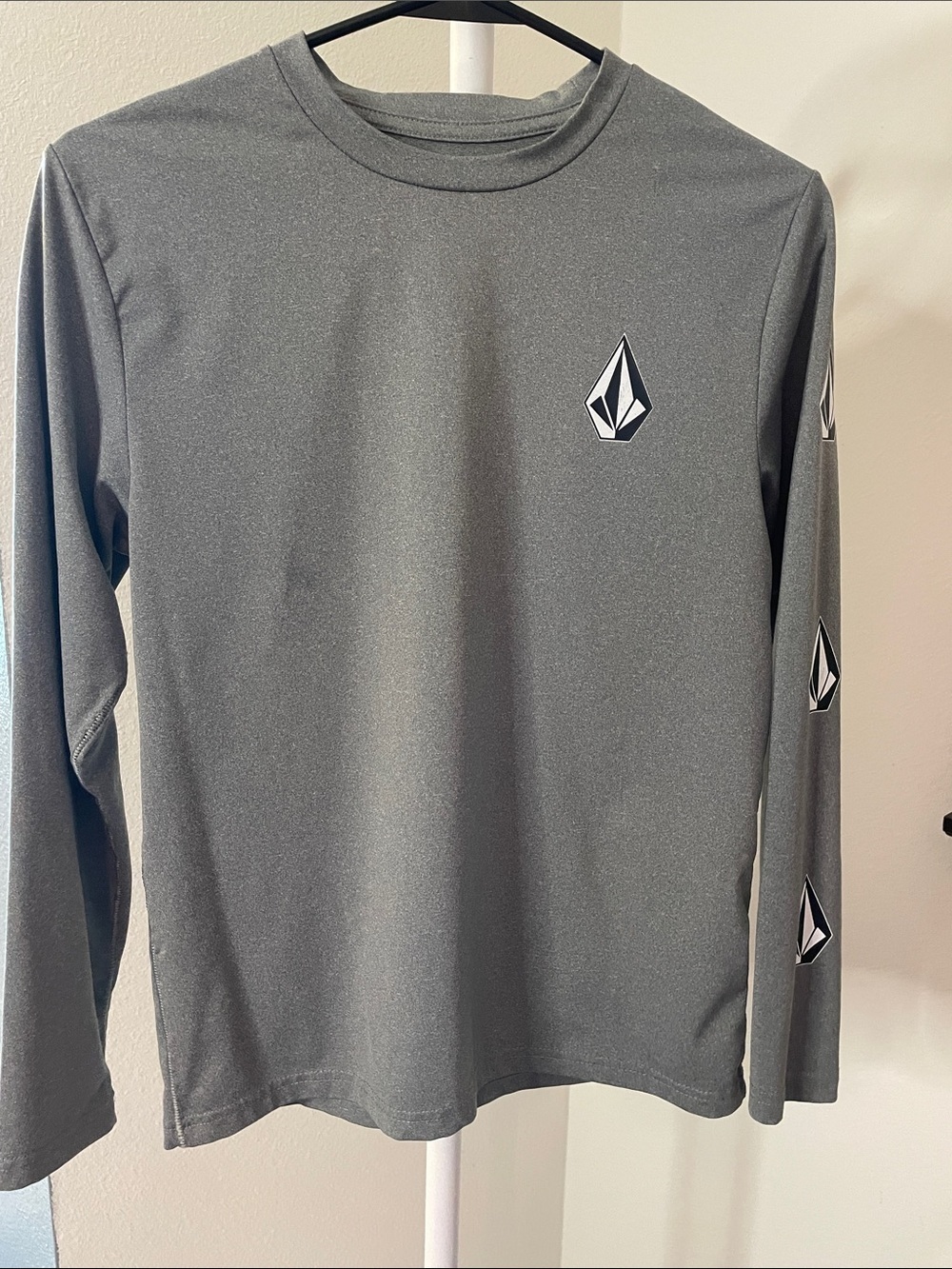 Volcom Charcoal Gray Long Sleeve Logo Performance Top